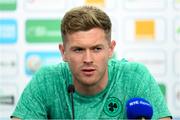 9 June 2025; Nathan Collins during a Republic of Ireland press conference at the Stade de Luxembourg in Luxembourg. Photo by Stephen McCarthy/Sportsfile