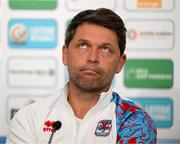 9 June 2025; Head coach Luc Holtz during a Luxembourg press conference at the Stade de Luxembourg in Luxembourg. Photo by Stephen McCarthy/Sportsfile