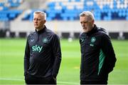 9 June 2025; Head coach Heimir Hallgrimsson and goalkeeping coach Gudmundur Hreidarsson, right, during a Republic of Ireland training session at the Stade de Luxembourg in Luxembourg. Photo by Stephen McCarthy/Sportsfile