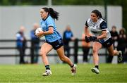 8 June 2025; Sinéad Goldrick of Dublin in action against Hannah Power of Waterford during the TG4 All-Ireland Senior Championship match between Waterford and Dublin at Dungarvan GAA Club in Dungarvan, Waterford. Photo by Seb Daly/Sportsfile