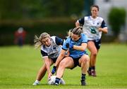 8 June 2025; Lauren McGregor of Waterford in action against Martha Byrne of Dublin during the TG4 All-Ireland Senior Championship match between Waterford and Dublin at Dungarvan GAA Club in Dungarvan, Waterford. Photo by Seb Daly/Sportsfile