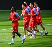 9 June 2025; Gerson Rodrigues, left, during a Luxembourg training session at the Stade de Luxembourg in Luxembourg. Photo by Stephen McCarthy/Sportsfile
