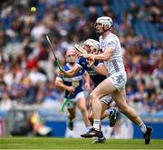 8 June 2025; Ben Conroy of Laois is tackled by Richy Hogan of Kildare during the Joe McDonagh Cup final match between Kildare and Laois at Croke Park in Dublin. Photo by Ray McManus/Sportsfile