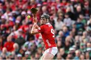 7 June 2025; Darragh Fitzgibbon of Cork scores a point from a '65 in the last play of extra-time to send the match to a penalty shoot-out during the Munster GAA Hurling Senior Championship final match between Limerick and Cork at TUS Gaelic Grounds in Limerick. Photo by Piaras Ó Mídheach/Sportsfile