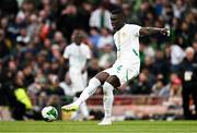6 June 2025; Abdoulaye Seck of Senegal during the international friendly match between Republic of Ireland and Senegal at the Aviva Stadium in Dublin. Photo by Ben McShane/Sportsfile
