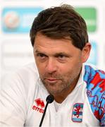 9 June 2025; Head coach Luc Holtz during a Luxembourg press conference at the Stade de Luxembourg in Luxembourg. Photo by Stephen McCarthy/Sportsfile