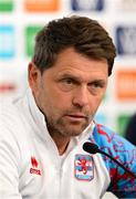 9 June 2025; Head coach Luc Holtz during a Luxembourg press conference at the Stade de Luxembourg in Luxembourg. Photo by Stephen McCarthy/Sportsfile