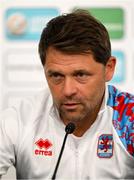 9 June 2025; Head coach Luc Holtz during a Luxembourg press conference at the Stade de Luxembourg in Luxembourg. Photo by Stephen McCarthy/Sportsfile
