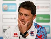 9 June 2025; Head coach Luc Holtz during a Luxembourg press conference at the Stade de Luxembourg in Luxembourg. Photo by Stephen McCarthy/Sportsfile