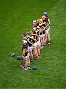 8 June 2025; The Kilkenny team stands for the playing of Amhrán na bhFiann before the Leinster GAA Senior Hurling Championship final match between Kilkenny and Galway at Croke Park in Dublin. Photo by Piaras Ó Mídheach/Sportsfile