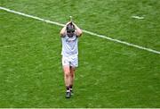 8 June 2025; Galway goalkeeper Darragh Walsh reacts after Kilkenny's third goal during the Leinster GAA Senior Hurling Championship final match between Kilkenny and Galway at Croke Park in Dublin. Photo by Piaras Ó Mídheach/Sportsfile