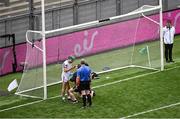 8 June 2025; Galway goalkeeper Eanna Murphy receives medical attention for an injury during the Leinster GAA Senior Hurling Championship final match between Kilkenny and Galway at Croke Park in Dublin. Photo by Piaras Ó Mídheach/Sportsfile