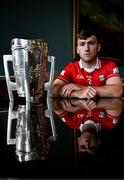 10 June 2025; Niall O'Leary of Cork poses for a portrait with the Liam MacCarthy cup during the national launch of the GAA Hurling All-Ireland Senior Championship Series at Kinnitty Castle in Offaly. Photo by Brendan Moran/Sportsfile