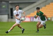 7 June 2025; Hugh Martin of Kildare in action against Cillian Murphy of Meath during the Electric Ireland GAA Football All-Ireland Minor Paul McGirr Cup Final match between Kildare and Meath at Glenisk O'Connor Park, Tullamore, Offaly. Photo by Tom Beary/Sportsfile
