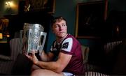 10 June 2025; Fintan Burke of Galway poses for a portrait with the Liam MacCarthy cup during the national launch of the GAA Hurling All-Ireland Senior Championship Series at Kinnitty Castle in Offaly. Photo by Ray McManus/Sportsfile