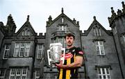 10 June 2025; Billy Ryan of Kilkenny poses for a portrait with the Liam MacCarthy cup during the national launch of the GAA Hurling All-Ireland Senior Championship Series at Kinnitty Castle in Offaly. Photo by Brendan Moran/Sportsfile