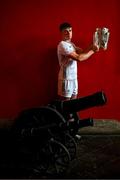 10 June 2025; Paul Dolan of Kildare poses for a portrait with the Liam MacCarthy cup during the national launch of the GAA Hurling All-Ireland Senior Championship Series at Kinnitty Castle in Offaly. Photo by Brendan Moran/Sportsfile