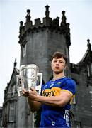 10 June 2025; Jake Morris of Tipperary poses for a portrait with the Liam MacCarthy cup during the national launch of the GAA Hurling All-Ireland Senior Championship Series at Kinnitty Castle in Offaly. Photo by Brendan Moran/Sportsfile