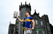 10 June 2025; Jake Morris of Tipperary poses for a portrait with the Liam MacCarthy cup during the national launch of the GAA Hurling All-Ireland Senior Championship Series at Kinnitty Castle in Offaly. Photo by Brendan Moran/Sportsfile
