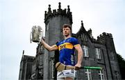 10 June 2025; Jake Morris of Tipperary poses for a portrait with the Liam MacCarthy cup during the national launch of the GAA Hurling All-Ireland Senior Championship Series at Kinnitty Castle in Offaly. Photo by Brendan Moran/Sportsfile