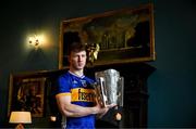 10 June 2025; Jake Morris of Tipperary poses for a portrait with the Liam MacCarthy cup during the national launch of the GAA Hurling All-Ireland Senior Championship Series at Kinnitty Castle in Offaly. Photo by Brendan Moran/Sportsfile