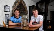 10 June 2025; Darragh Gray of Dublin, left, and Paul Dolan of Kildare with the Liam MacCarthy cup during the national launch of the GAA Hurling All-Ireland Senior Championship Series at Kinnitty Castle in Offaly. Photo by Brendan Moran/Sportsfile