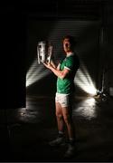 10 June 2025; Cian Lynch of Limerick poses for a portrait with the Liam MacCarthy cup at the national launch of the GAA Hurling All-Ireland Senior Championship Series at Kinnitty Castle, Offaly. Photo by Brendan Moran/Sportsfile