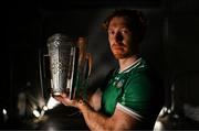 10 June 2025; Cian Lynch of Limerick poses for a portrait with the Liam MacCarthy cup at the national launch of the GAA Hurling All-Ireland Senior Championship Series at Kinnitty Castle, Offaly. Photo by Brendan Moran/Sportsfile