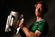 10 June 2025; Cian Lynch of Limerick poses for a portrait with the Liam MacCarthy cup at the national launch of the GAA Hurling All-Ireland Senior Championship Series at Kinnitty Castle, Offaly. Photo by Brendan Moran/Sportsfile