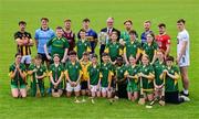 10 June 2025; Uachtarán Chumann Lúthchleas Gael Jarlath Burns with hurlers, from left, Billy Ryan of Kilkenny, Darragh Gray of Dublin, Fintan Burke of Galway, Jake Morris of Tipperary, Cian Lynch of Limerick, Podge Delaney of Laois, Niall O'Leary of Cork and Paul Dolan of Kildare and pupils from Scoil Mhuire agus Chormaic  in Kilcormac, with the Liam MacCarthy cup at the national launch of the GAA Hurling All-Ireland Senior Championship Series at the Faithful Fields in Kilcormac, Offaly. Photo by Brendan Moran/Sportsfile