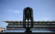10 June 2025; The URC trophy is seen in the Hogan Stand at the URC Grand Final Captain's Photocall at Croke Park in Dublin. Leinster take on the Vodacom Bulls from South Africa this Saturday in the BKT URC Grand Final at Croke Park. Tickets are on sale from €20 on www.ticketmaster.ie. Photo by David Fitzgerald/Sportsfile