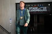 10 June 2025; Nathan Collins of Republic of Ireland arrives before the international friendly match between Luxembourg and Republic of Ireland at Stade de Luxembourg in Luxembourg. Photo by Stephen McCarthy/Sportsfile