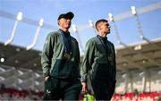 10 June 2025; Will Smallbone, left, and Jake O'Brien of Republic of Ireland before the international friendly match between Luxembourg and Republic of Ireland at Stade de Luxembourg in Luxembourg. Photo by Stephen McCarthy/Sportsfile