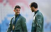 10 June 2025; Robbie Brady, left, and Troy Parrott of Republic of Ireland before the international friendly match between Luxembourg and Republic of Ireland at Stade de Luxembourg in Luxembourg. Photo by Stephen McCarthy/Sportsfile
