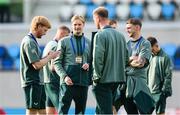 10 June 2025; Republic of Ireland players, including, from left, Liam Scales, goalkeeper Caoimhin Kelleher, Nathan Collins and Jack Taylor before the international friendly match between Luxembourg and Republic of Ireland at Stade de Luxembourg in Luxembourg. Photo by Stephen McCarthy/Sportsfile