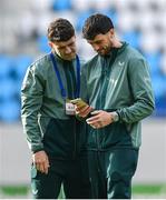 10 June 2025; Robbie Brady, left, and Troy Parrott of Republic of Ireland before the international friendly match between Luxembourg and Republic of Ireland at Stade de Luxembourg in Luxembourg. Photo by Stephen McCarthy/Sportsfile
