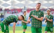 10 June 2025; Nathan Collins, left, and Evan Ferguson of Republic of Ireland before the international friendly match between Luxembourg and Republic of Ireland at Stade de Luxembourg in Luxembourg. Photo by Stephen McCarthy/Sportsfile