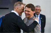 10 June 2025; Republic of Ireland head coach Heimir Hallgrimsson, left, with Luxembourg head coach Luc Holtz before the international friendly match between Luxembourg and Republic of Ireland at Stade de Luxembourg in Luxembourg. Photo by Stephen McCarthy/Sportsfile