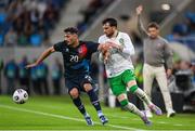 10 June 2025; Eldin Dzogovic of Luxembourg in action against Troy Parrott of Republic of Ireland during the international friendly match between Luxembourg and Republic of Ireland at Stade de Luxembourg in Luxembourg. Photo by Stephen McCarthy/Sportsfile