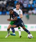 10 June 2025; Gerson Rodrigues of Luxembourg in action against Dara O'Shea of Republic of Ireland during the international friendly match between Luxembourg and Republic of Ireland at Stade de Luxembourg in Luxembourg. Photo by Stephen McCarthy/Sportsfile