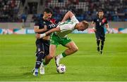 10 June 2025; Killian Phillips of Republic of Ireland in action against Eldin Dzogovic of Luxembourg during the international friendly match between Luxembourg and Republic of Ireland at Stade de Luxembourg in Luxembourg. Photo by Stephen McCarthy/Sportsfile
