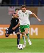 10 June 2025; Kasey McAteer of Republic of Ireland is tackled by Danel Sinani of Luxembourg tussle during the international friendly match between Luxembourg and Republic of Ireland at Stade de Luxembourg in Luxembourg. Photo by Stephen McCarthy/Sportsfile