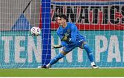 10 June 2025; Republic of Ireland goalkeeper Max O'Leary makes a save during the international friendly match between Luxembourg and Republic of Ireland at Stade de Luxembourg in Luxembourg. Photo by Stephen McCarthy/Sportsfile