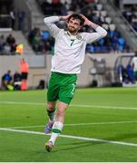 10 June 2025; Troy Parrott of Republic of Ireland reacts after his goal is disallowed for an offside during the international friendly match between Luxembourg and Republic of Ireland at Stade de Luxembourg in Luxembourg. Photo by Stephen McCarthy/Sportsfile