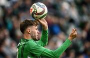 10 June 2025; Conor Bradley of Northern Ireland during the International Friendly match between Northern Ireland and Iceland at Clearer Twist National Football Stadium at Windsor Park in Belfast. Photo by Ramsey Cardy/Sportsfile