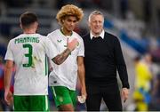 10 June 2025; Republic of Ireland head coach Heimir Hallgrimsson with John Joe Patrick Finn of Republic of Ireland after the international friendly match between Luxembourg and Republic of Ireland at Stade de Luxembourg in Luxembourg. Photo by Stephen McCarthy/Sportsfile