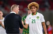 10 June 2025; Republic of Ireland head coach Heimir Hallgrimsson, left, with John Joe Patrick Finn of Republic of Ireland after the international friendly match between Luxembourg and Republic of Ireland at Stade de Luxembourg in Luxembourg. Photo by Stephen McCarthy/Sportsfile