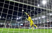 10 June 2025; Luxembourg goalkeeper Tiago Pereira attempts to save the shot on goal of Jack Taylor of Republic of Ireland, which subsequently hit the crossbar, during the international friendly match between Luxembourg and Republic of Ireland at Stade de Luxembourg in Luxembourg. Photo by Stephen McCarthy/Sportsfile