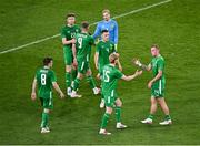 6 June 2025; Republic of Ireland players Liam Scales, 15, and Killian Phillips after the international friendly match between Republic of Ireland and Senegal at the Aviva Stadium in Dublin. Photo by Piaras Ó Mídheach/Sportsfile