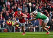 7 June 2025; Diarmuid Healy of Cork in action against Kyle Hayes of Limerick during the Munster GAA Hurling Senior Championship final match between Limerick and Cork at TUS Gaelic Grounds in Limerick. Photo by Piaras Ó Mídheach/Sportsfile